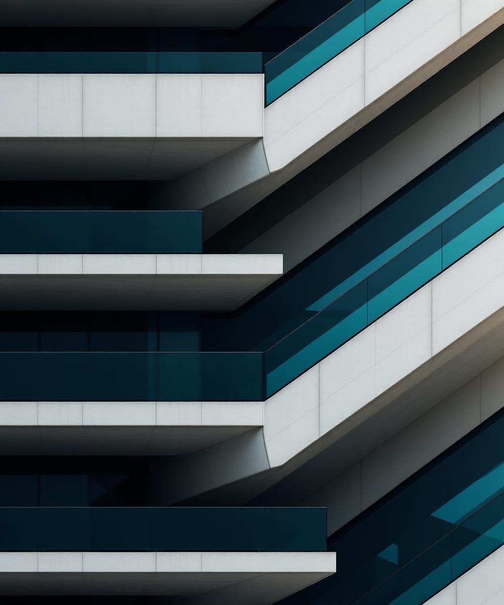 Abstract architectural bands in navy and teal